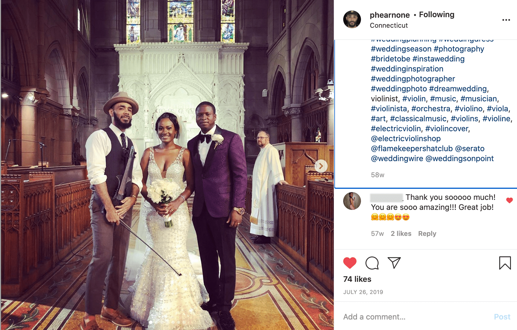 IG Church Wedding Comments Image